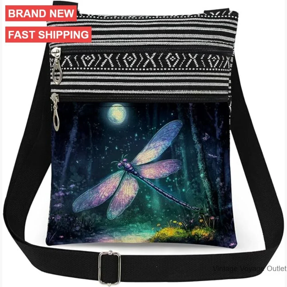Adjustable Crossbody Bag with Dual Compartments, Lightweight Polyester